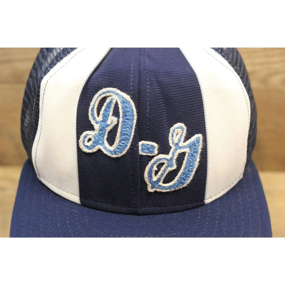AJD Vintage Lucky Stripes Snapback Trucker Hat Size Large Chain‎ Stitch Knit